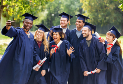 Group of kids graduating. 