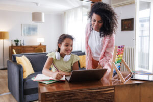 Mother and Daughter Homeschooling